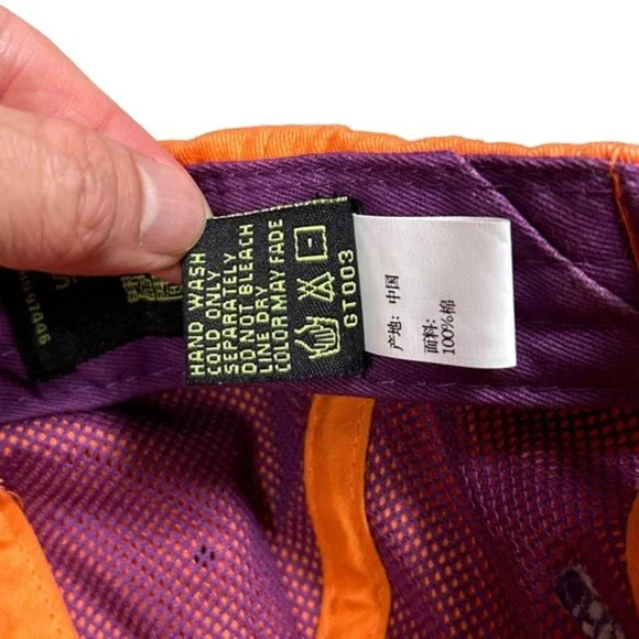 Shanghai Tang Orange Purple StarEmbroidered Logo Strapback Hat Cap